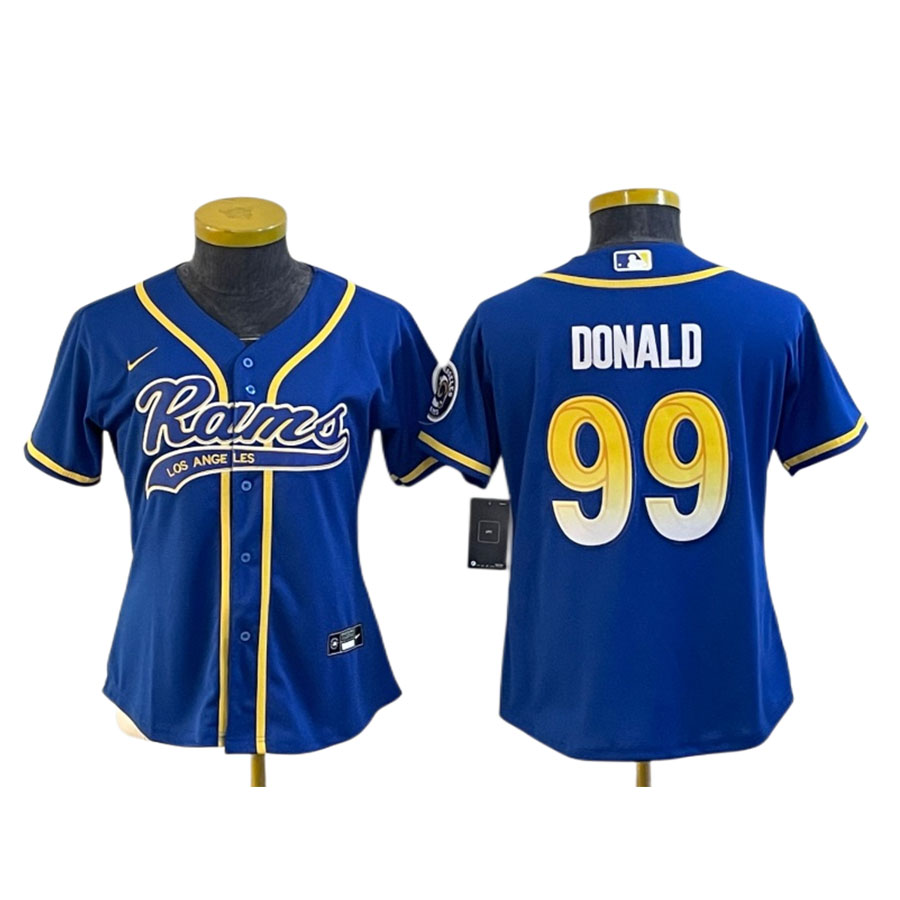 Women's Los Angeles Rams Aaron Donald Royal Baseball Jersey