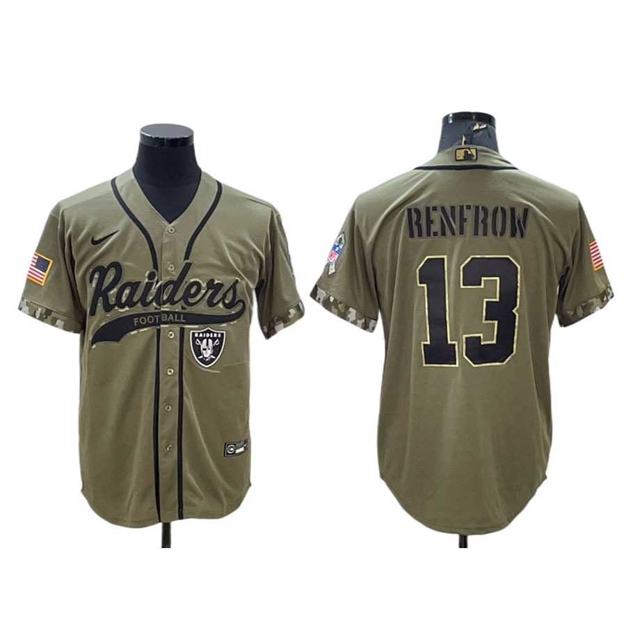Men's Las Vegas Raiders Hunter Renfrow Olive Salute to Service Baseball Jersey