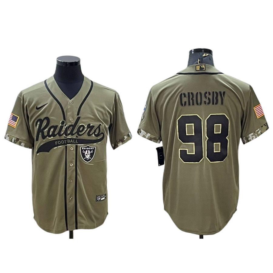Men's Las Vegas Raiders Maxx Crosby Olive Salute to Service Baseball Jersey