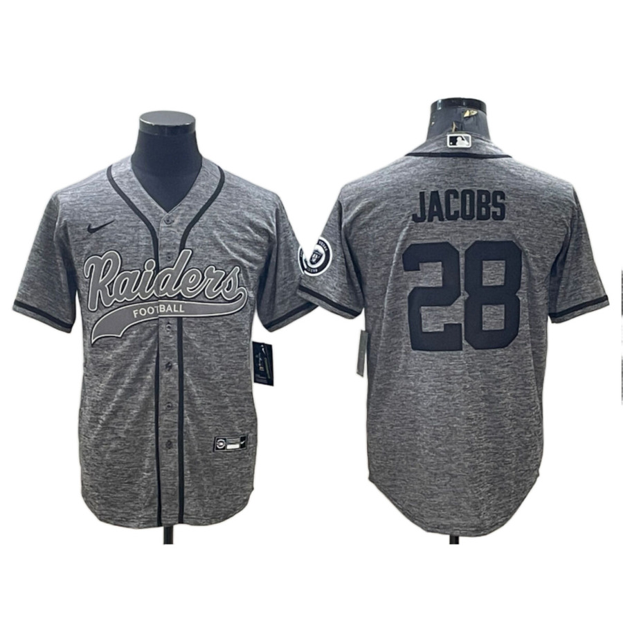 Men's Las Vegas Raiders Josh Jacobs Gray Fashion Baseball Jersey