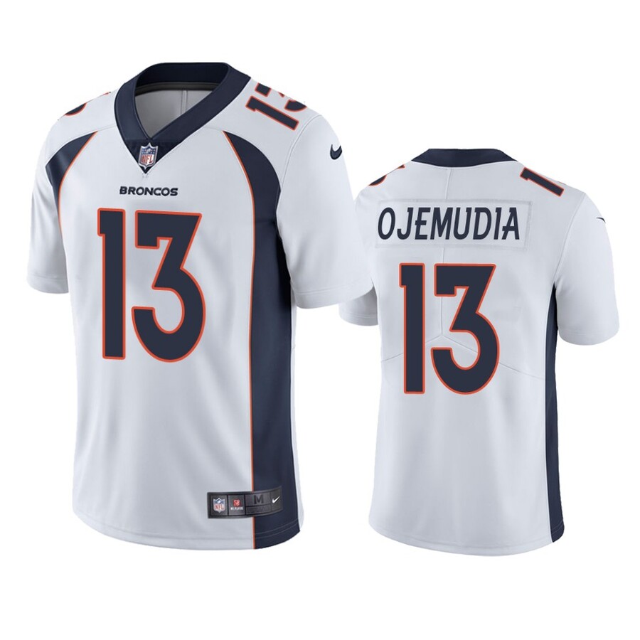 Men's Denver Broncos Michael Ojemudia White Vapor Limited Jersey