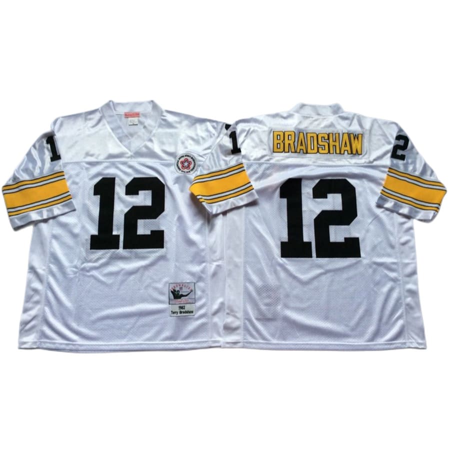 Men's Pittsburgh Steelers Terry Bradshaw Mitchell & Ness White Throwback Jersey