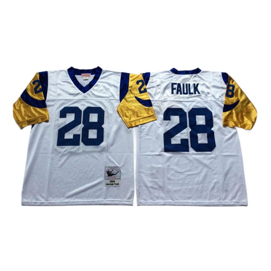 Men's St. Louis Rams Marshall Fraulk Mitchell & Ness 1999 White Jersey
