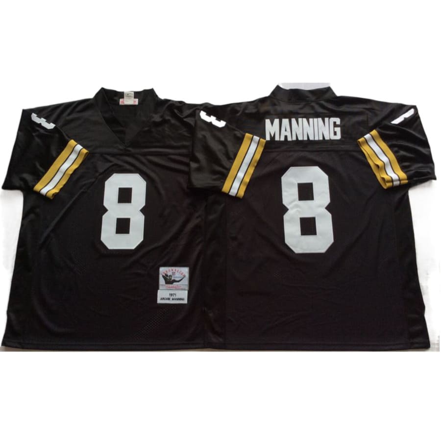 Men's New Orleans Saints Archie Manning Mitchell & Ness Black Throwback Jersey