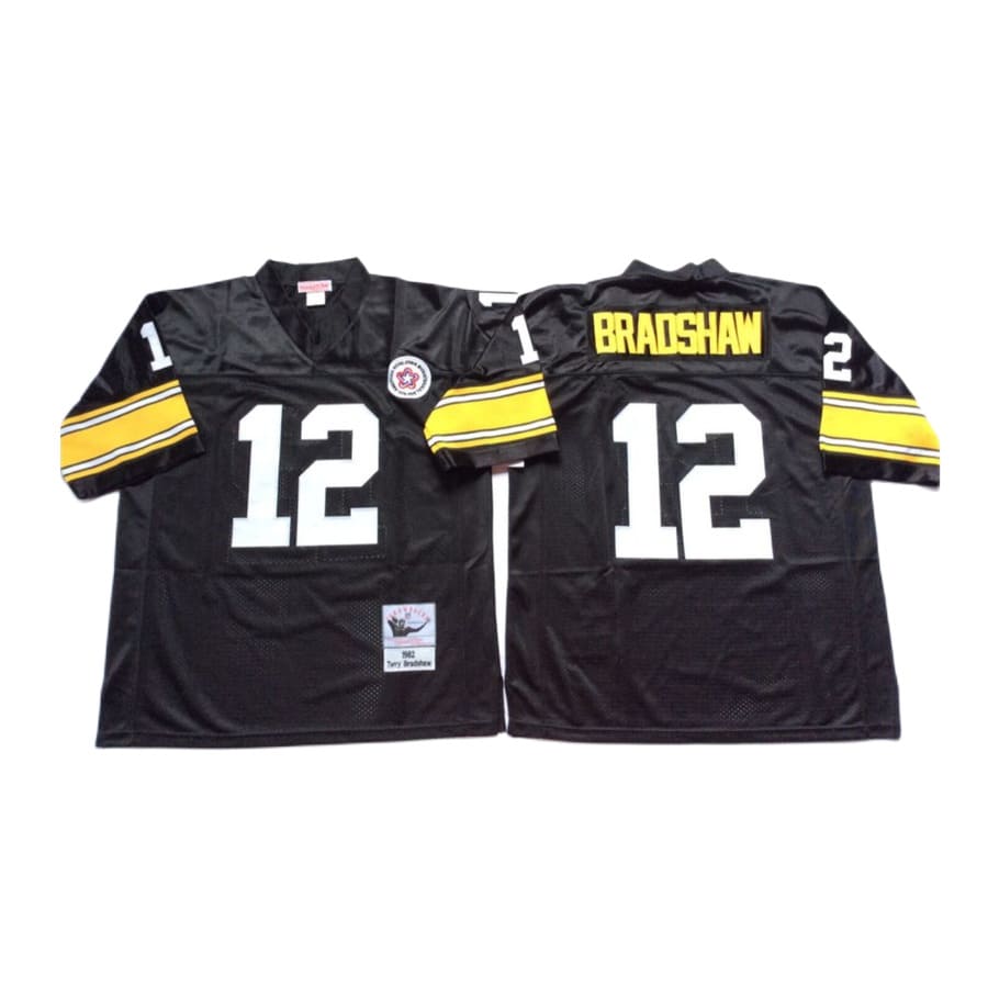 Men's Pittsburgh Steelers Terry Bradshaw Mitchell & Ness Black Throwback Jersey