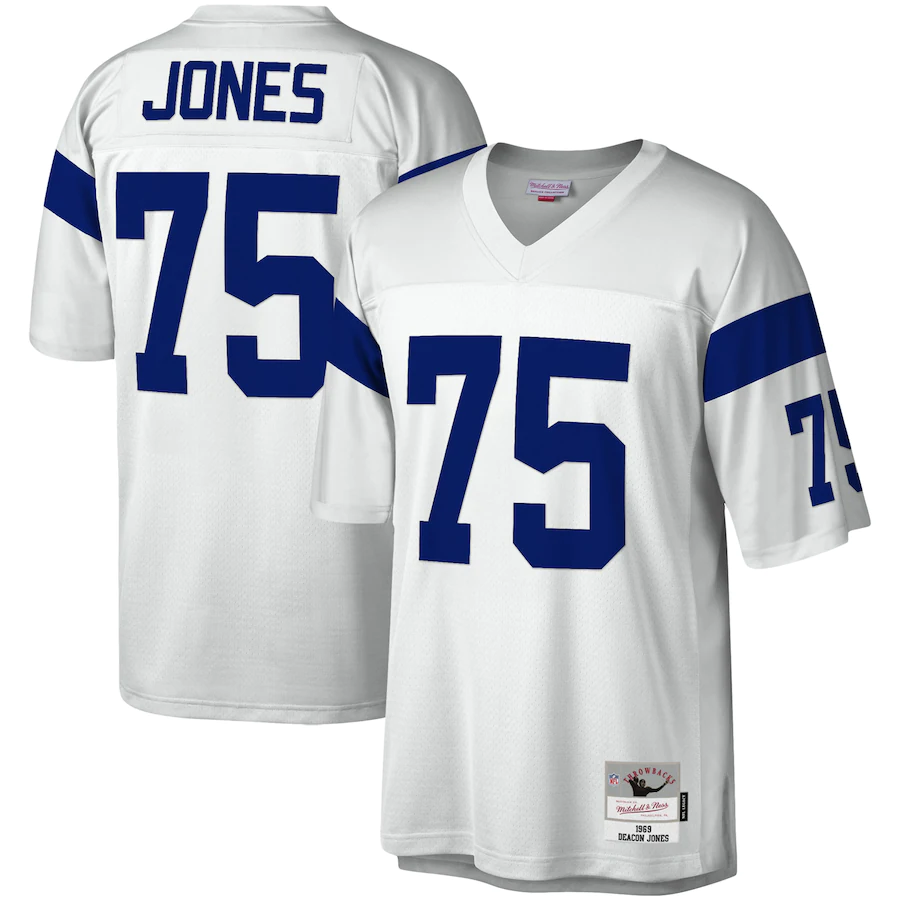Men's Los Angeles Rams Deacon Jones Mitchell & Ness White 1969 Legacy Replica Jersey
