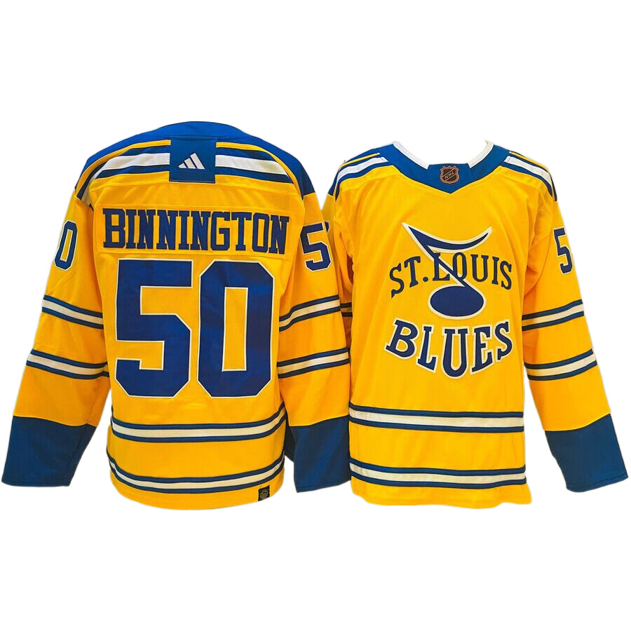 Men's St. Louis Blues Jordan Binnington Yellow Special Edition 2.0 Breakaway Player Jersey