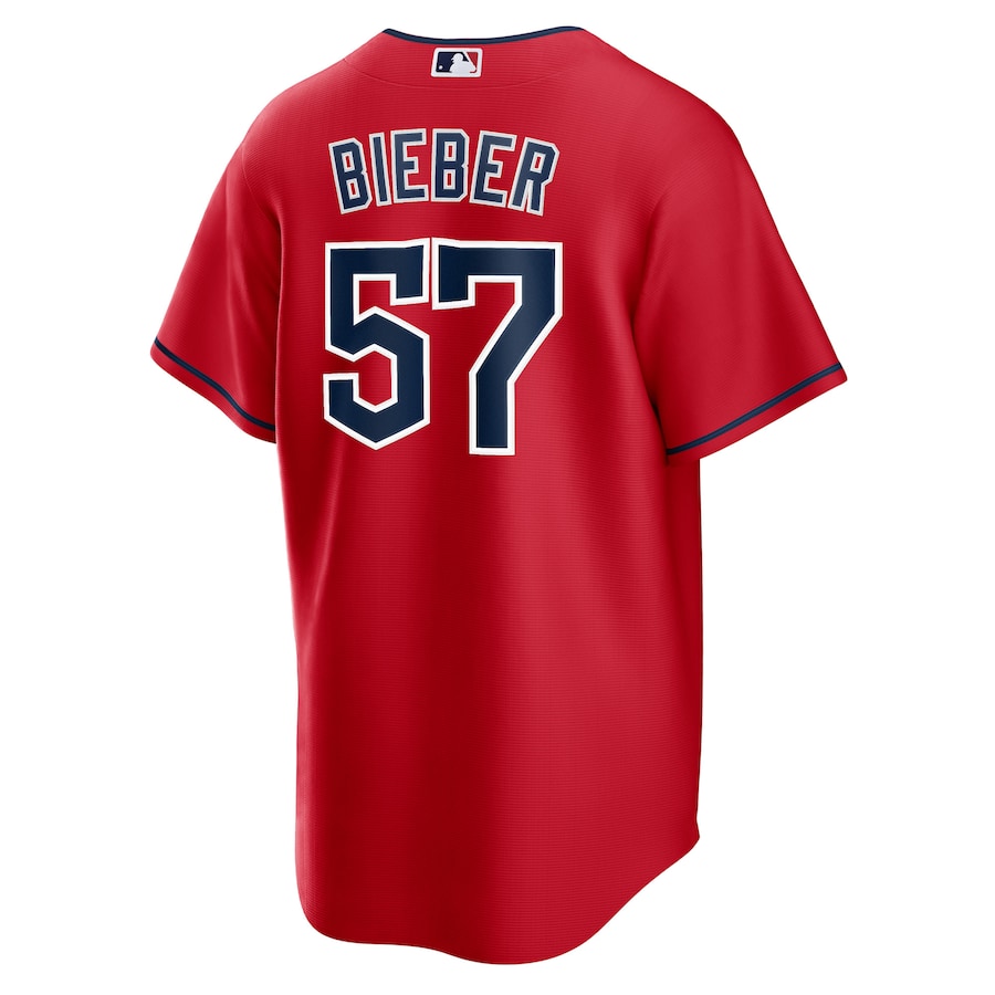 Men's Cleveland Guardians Shane Bieber Red Alternate Replica Player Jersey