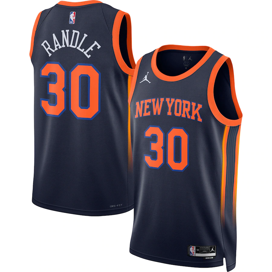 Men's New York Knicks Julius Randle Navy 2022-2023 Swingman Jersey - Statement Edition