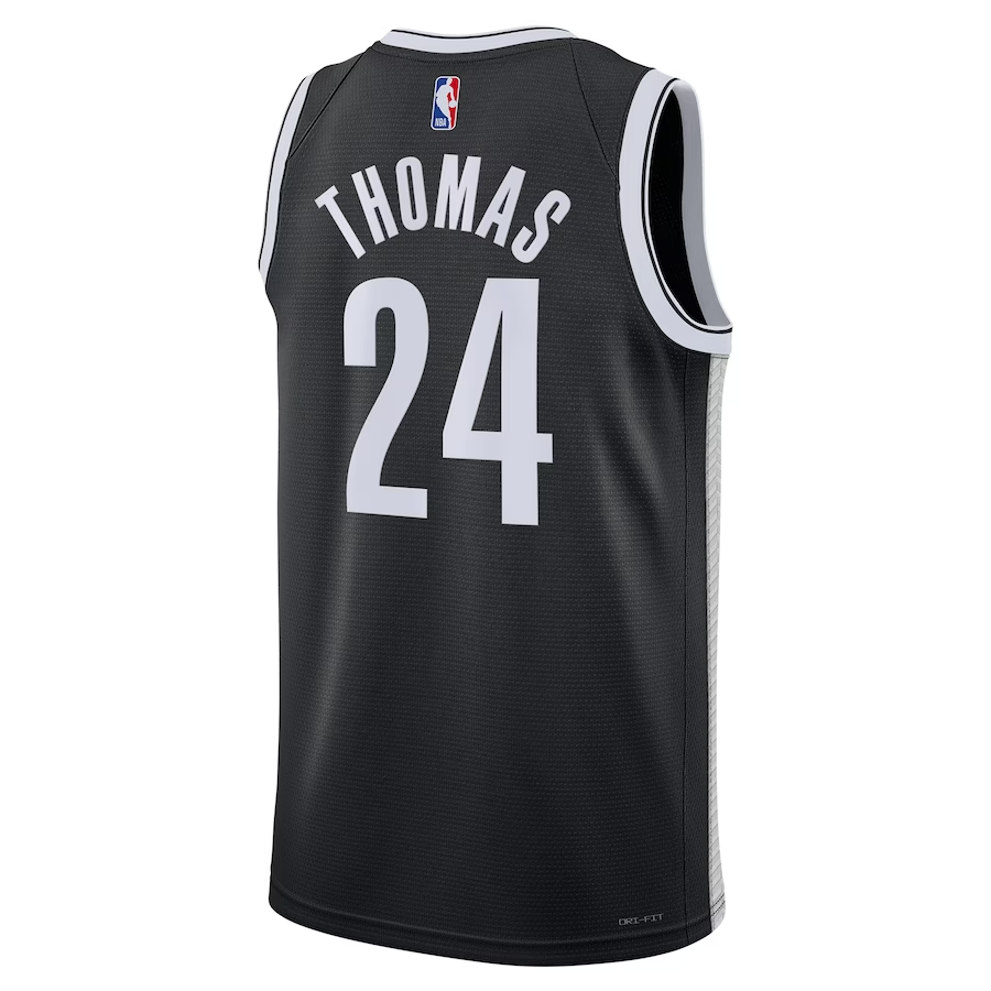 Brooklyn Nets Cam Thomas Black 2022-23 Swingman Badge Player Jersey - Icon Edition