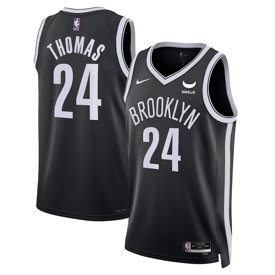 Brooklyn Nets Cam Thomas Black 2022-23 Swingman Badge Player Jersey - Icon Edition
