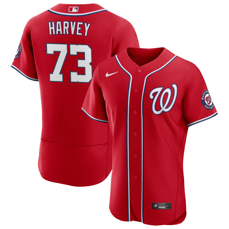 Men's Washington Nationals Hunter Harvey Scarlet Alternate Authentic Jersey