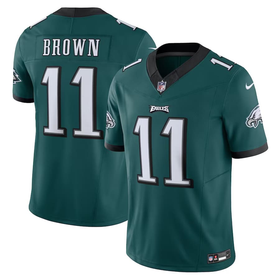 Mens Philadelphia Eagles A.J. Brown Midnight Green Vapor F.U.S.E. Limited Jersey