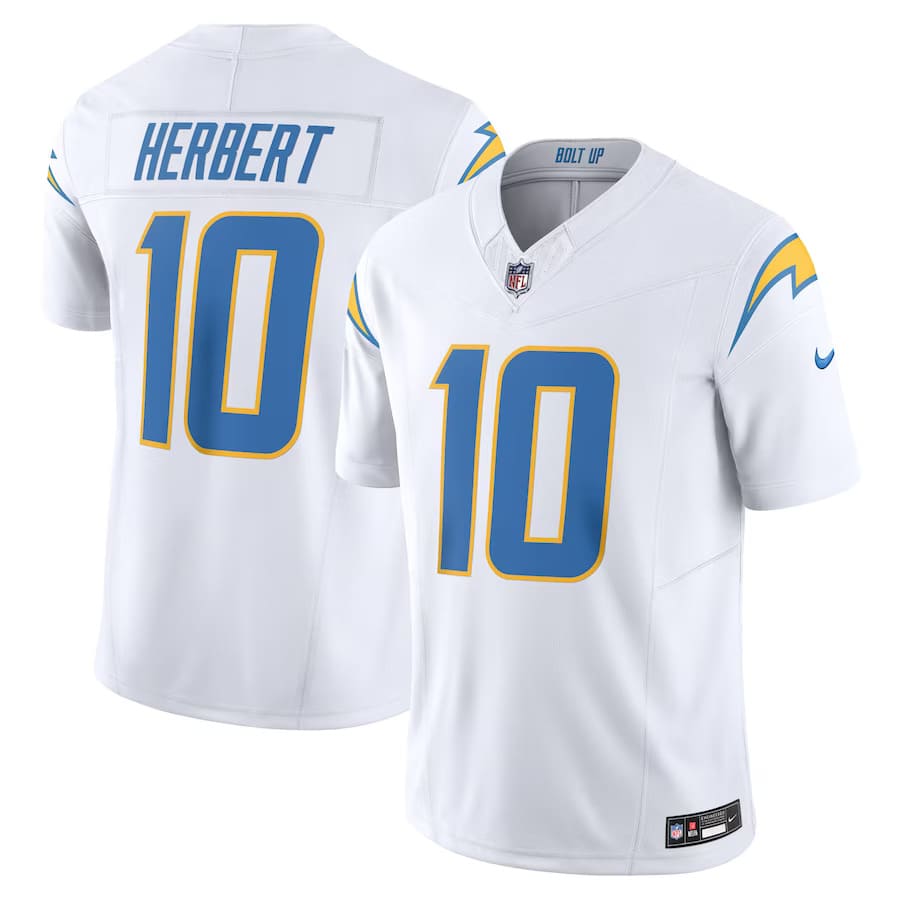 Mens Los Angeles Chargers Justin Herbert White Vapor F.U.S.E. Limited Jersey