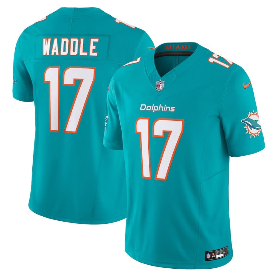 Men's Miami Dolphins Jaylen Waddle Aqua Vapor F.U.S.E. Limited Jersey
