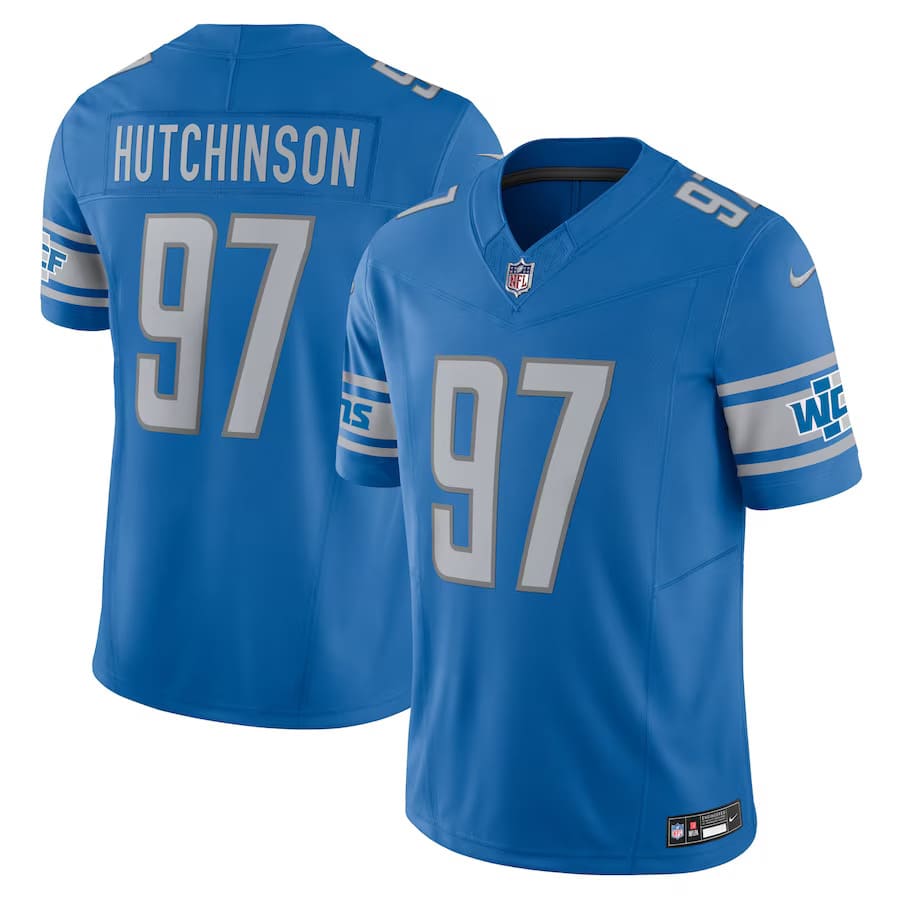 Mens Detroit Lions Aidan Hutchinson Blue Vapor F.U.S.E. Limited Jersey