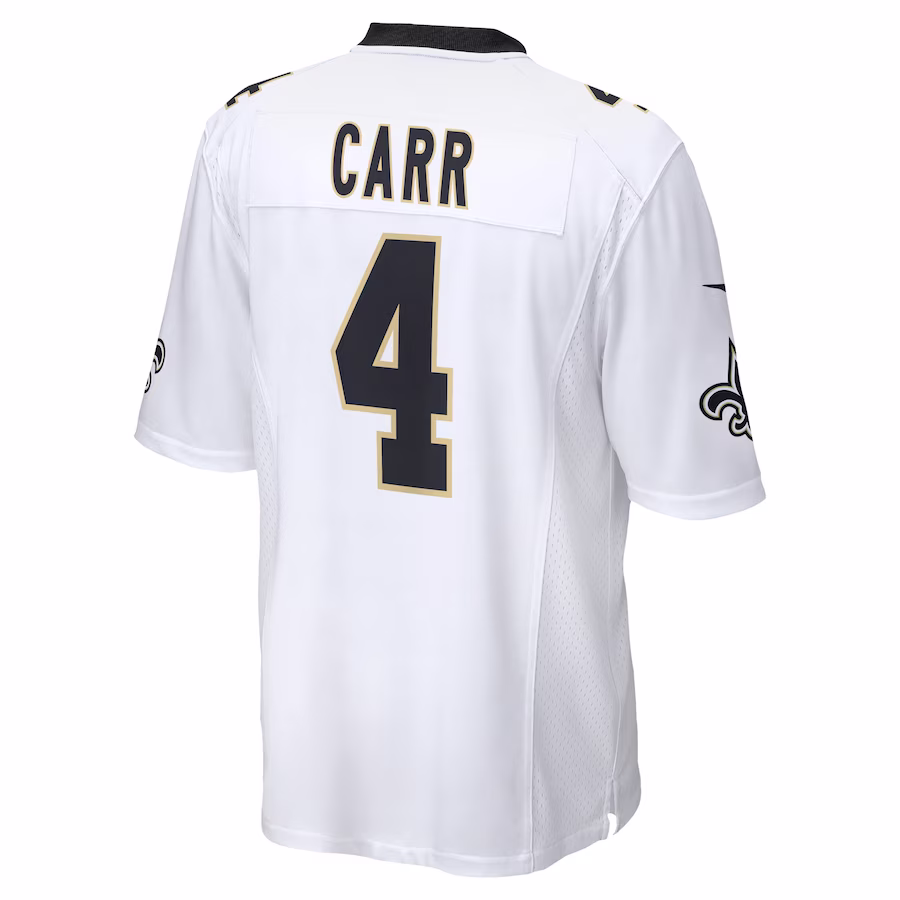 Men's New Orleans Saints Derek Carr White Game Player Jersey
