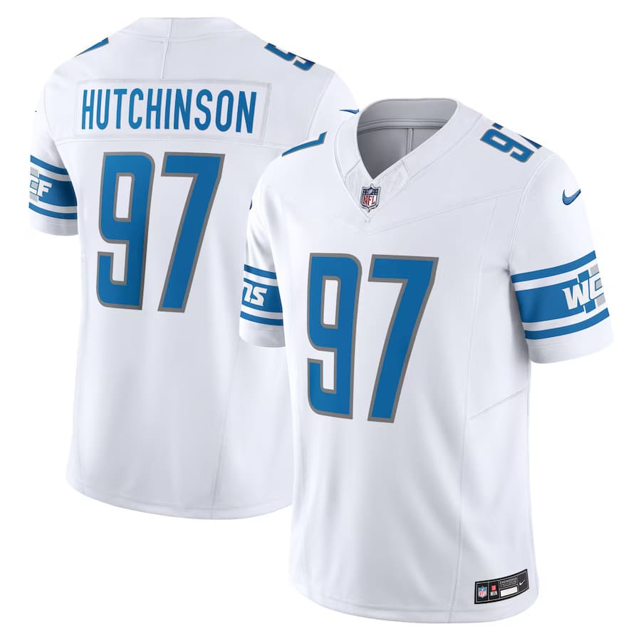 Mens Detroit Lions Aidan Hutchinson White Vapor F.U.S.E. Limited Jersey