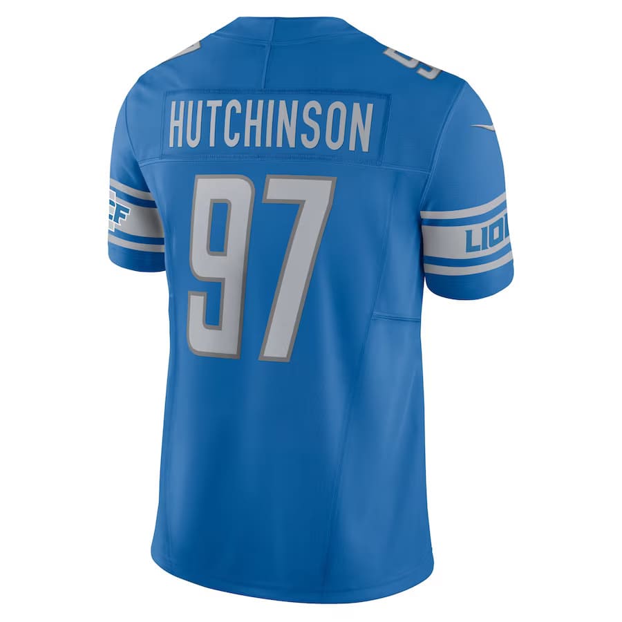 Mens Detroit Lions Aidan Hutchinson Blue Vapor F.U.S.E. Limited Jersey
