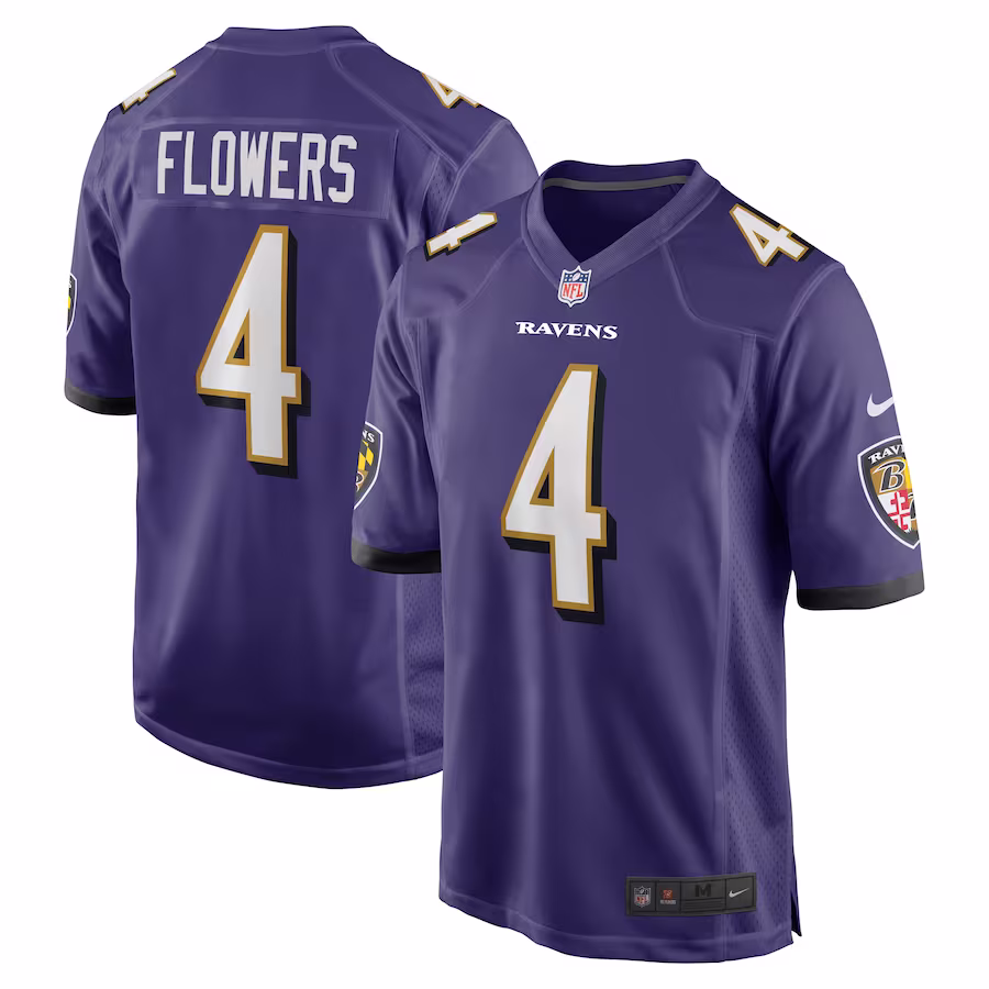 Men's Baltimore Ravens Zay Flowers Purple 2023 NFL Draft First Round Pick Game Jersey