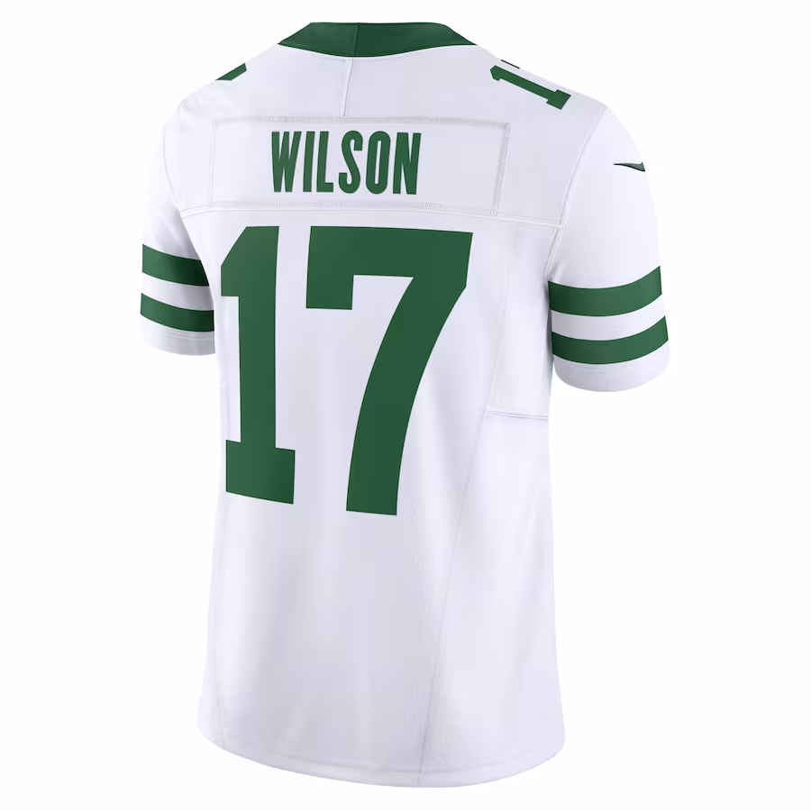 Men's New York Jets Garrett Wilson White Legacy Vapor F.U.S.E. Limited Jersey
