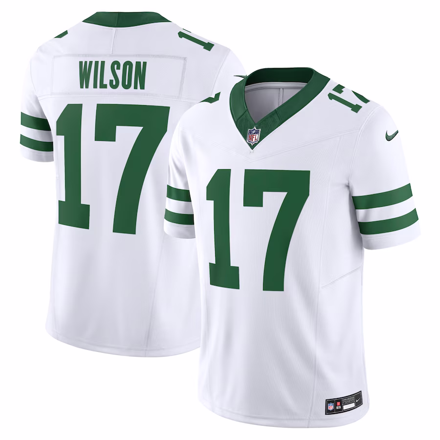 Men's New York Jets Garrett Wilson White Legacy Vapor F.U.S.E. Limited Jersey