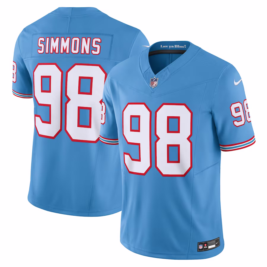 Men's Tennessee Titans Jeffery Simmons Light Blue Oilers Throwback Vapor F.U.S.E. Limited Jersey