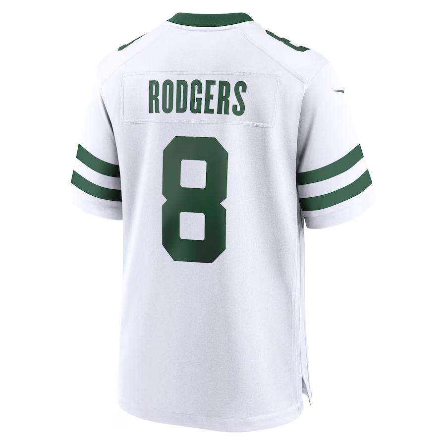 Men's New York Jets Aaron Rodgers White Legacy Player Game Jersey