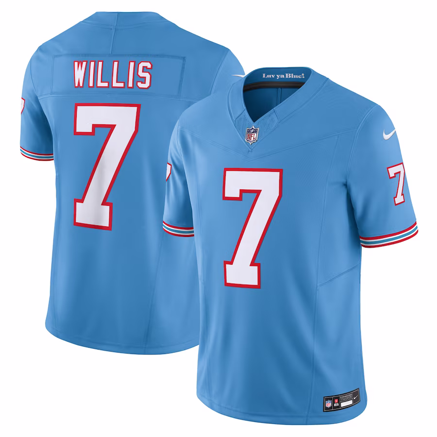 Men's Tennessee Titans Malik Willis Light Blue Oilers Throwback Vapor F.U.S.E. Limited Jersey