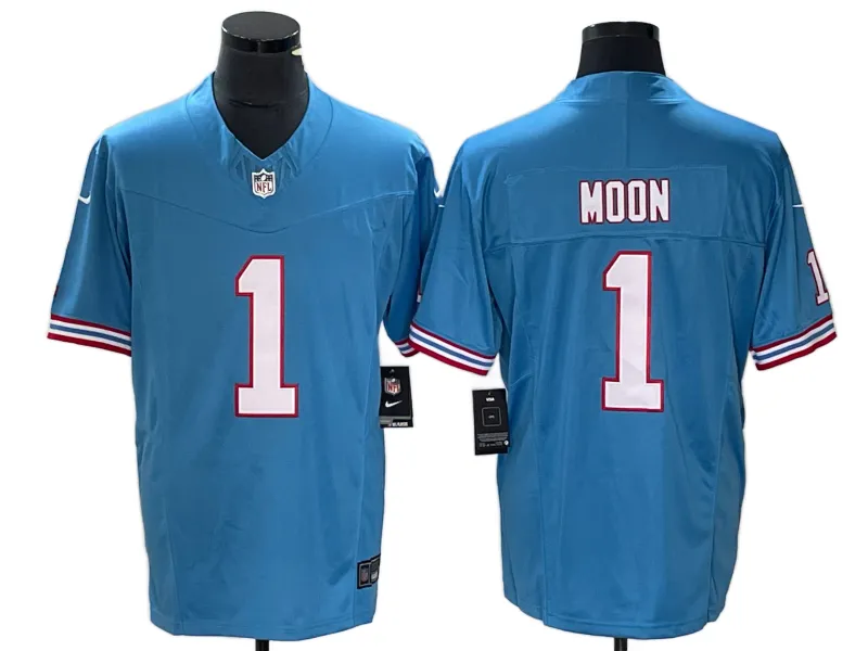 Men's Tennessee Titans Warren Moon Light Blue Oilers Throwback Vapor F.U.S.E. Limited Jersey