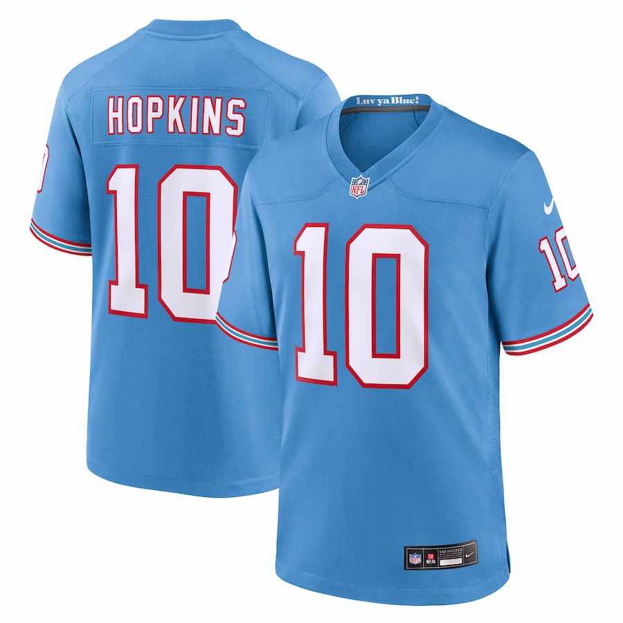 Men's Tennessee Titans DeAndre Hopkins Light Blue Oilers Throwback Player Game Jersey