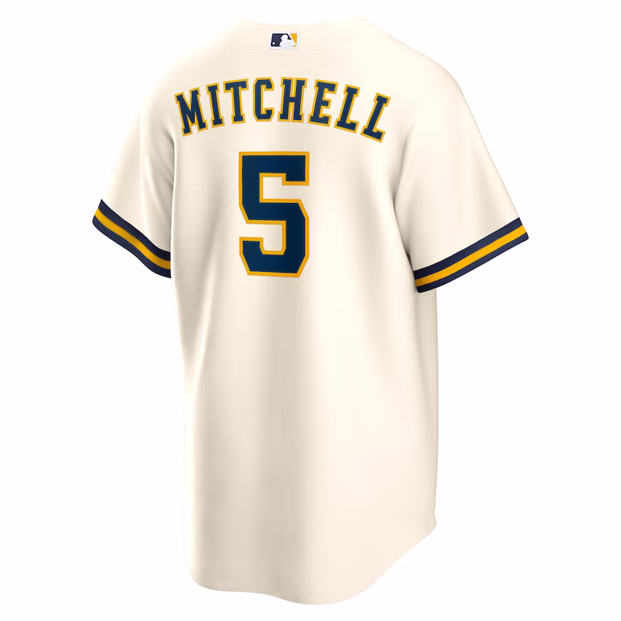 Men's Milwaukee Brewers Garrett Mitchell Cream Replica Player Jersey