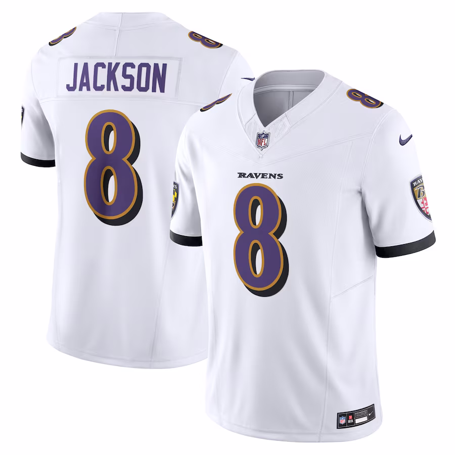 Men's Baltimore Ravens Lamar Jackson White Vapor F.U.S.E. Limited Jersey