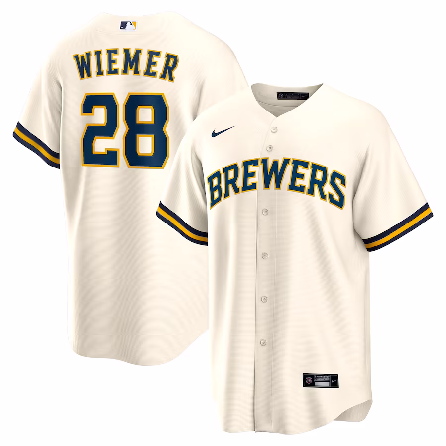 Men's Milwaukee Brewers Joey Wiemer Cream Home Replica Player Jersey