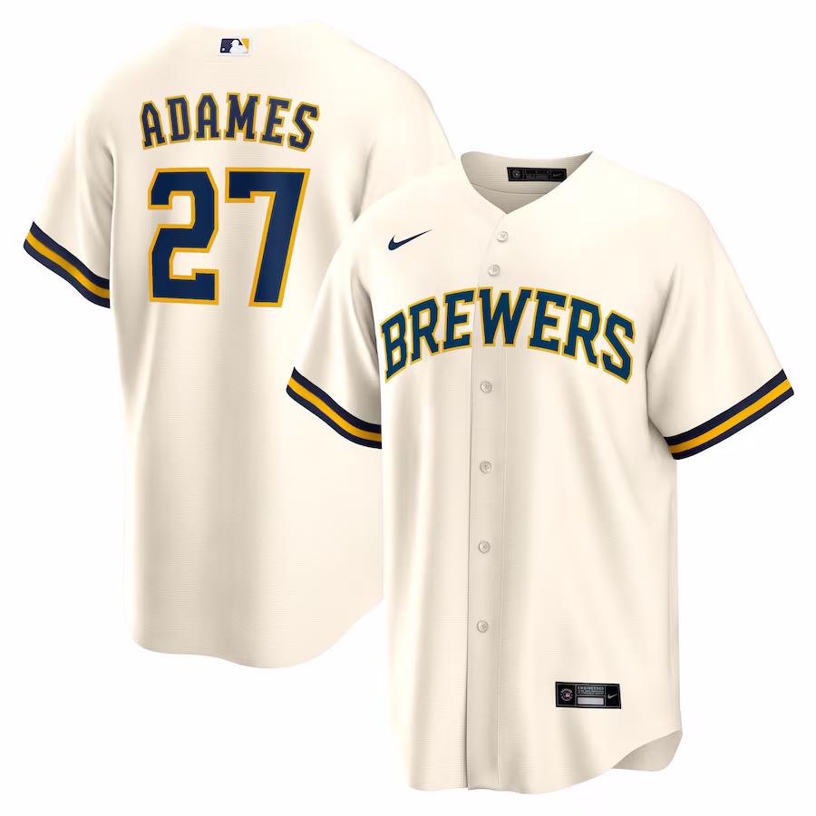 Men's Milwaukee Brewers Willy Adames White Replica Player Jersey