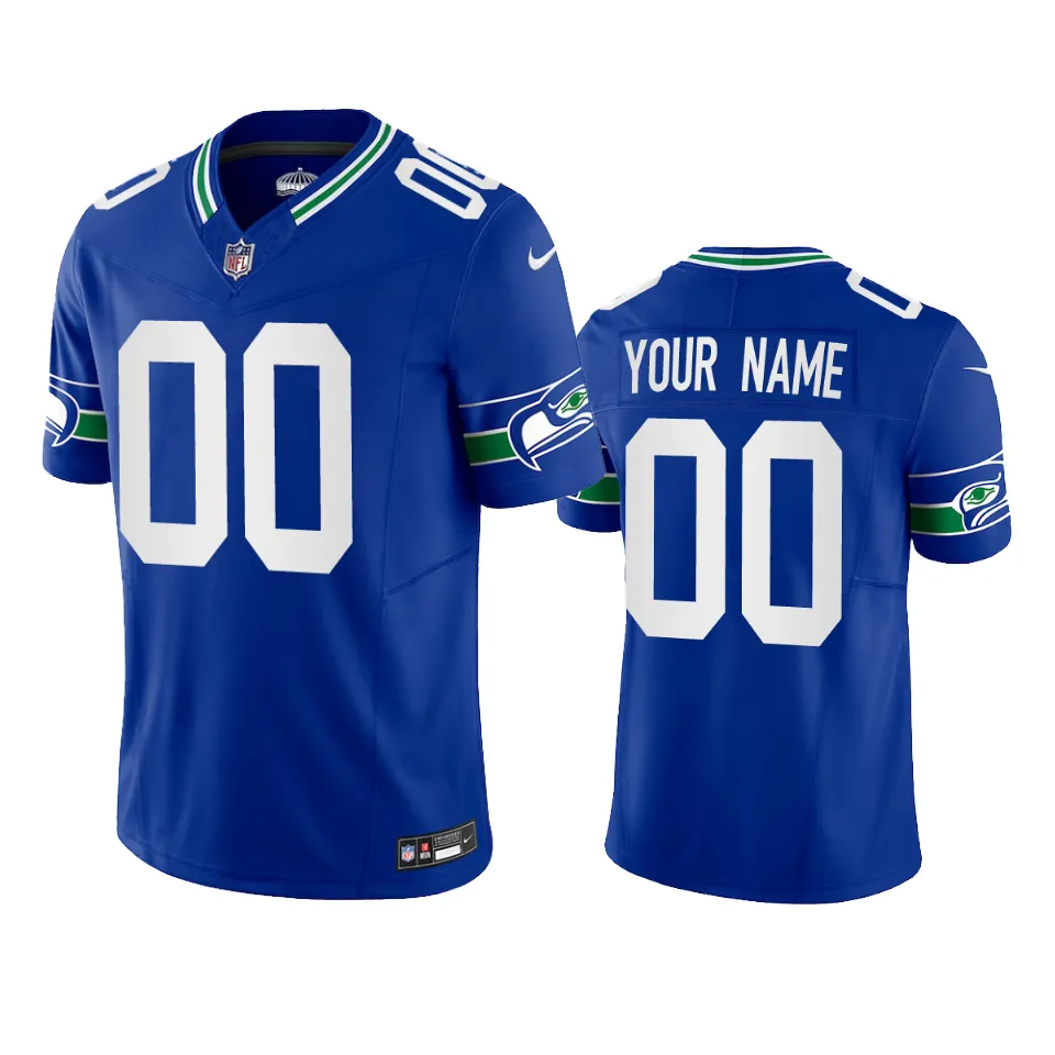 Custom Seattle Seahawks Custom Royal Throwback F.U.S.E. Limited Jersey