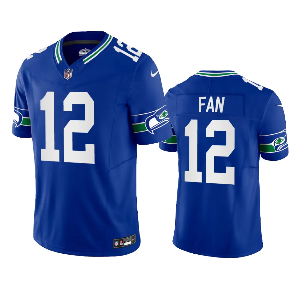 Men's Seattle Seahawks 12th Fan Royal Throwback F.U.S.E. Limited Jersey