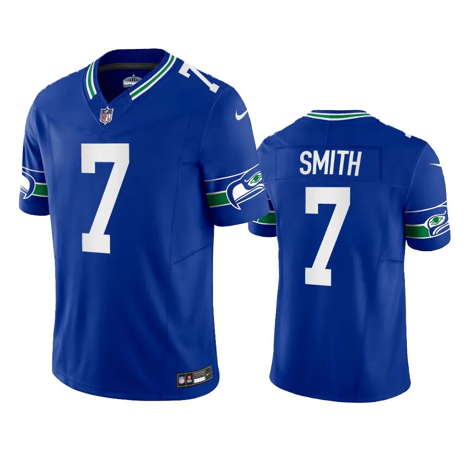 Men's Seattle Seahawks Geno Smith Royal Throwback F.U.S.E. Limited Jersey