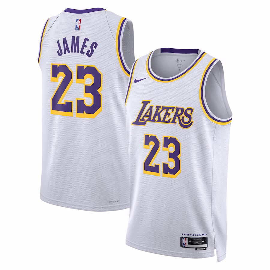 Los Angeles Lakers LeBron James White Swingman Jersey - Association Edition