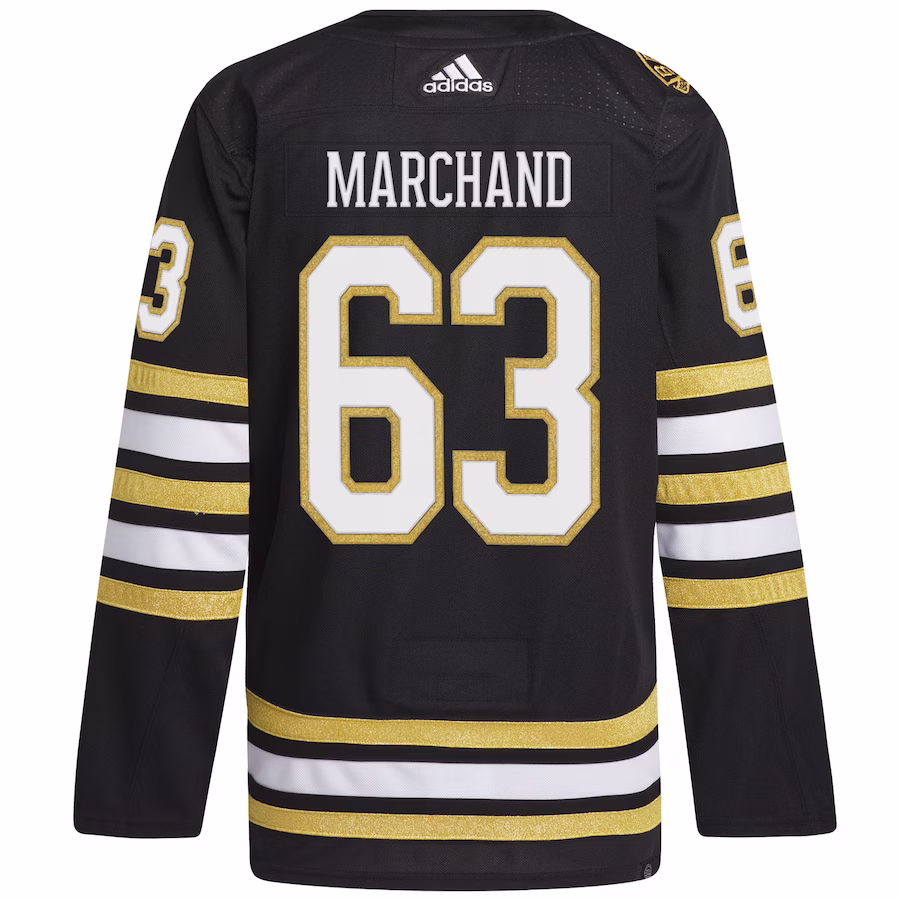 Men's Boston Bruins Brad Marchand Black Primegreen 100th Anniversary Authentic Player Jersey
