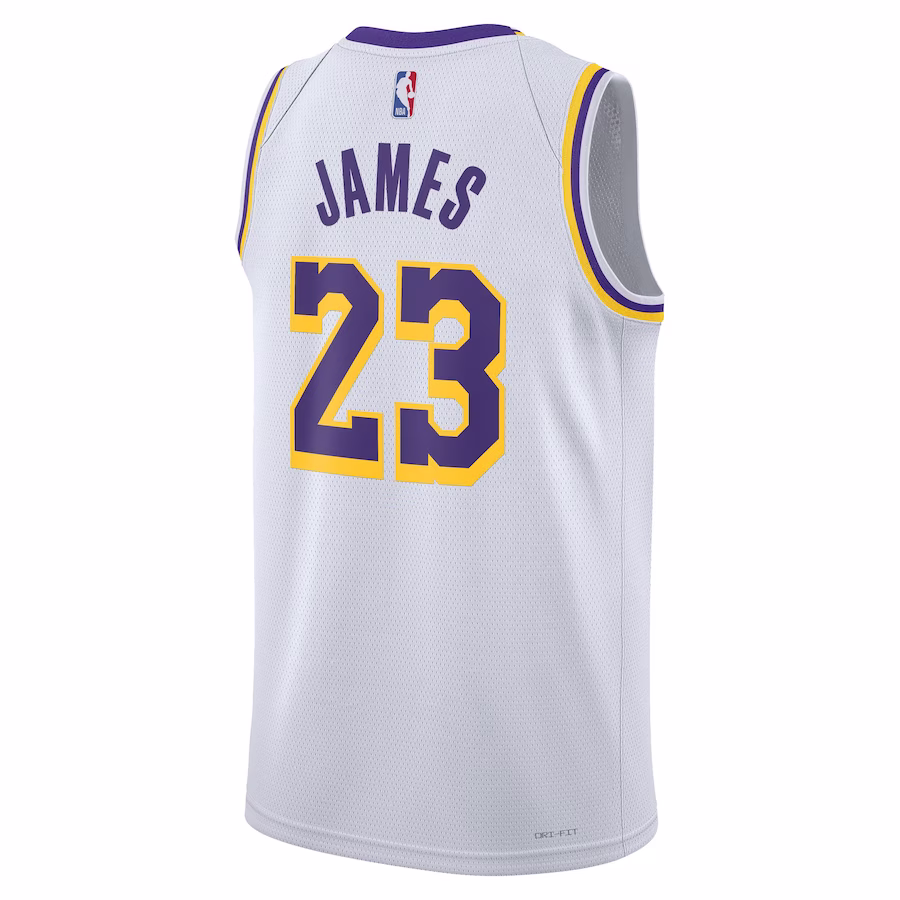 Los Angeles Lakers LeBron James White Swingman Jersey - Association Edition