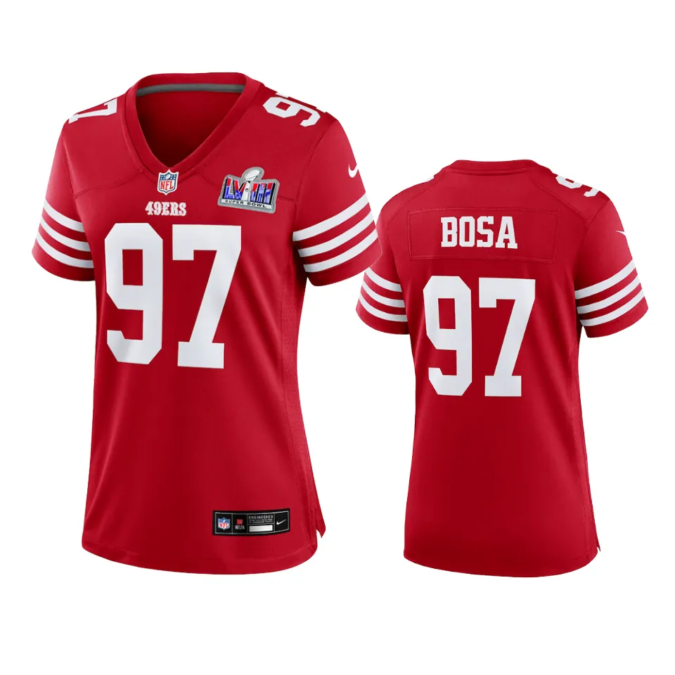 Women San Francisco 49ers Nick Bosa Scarlet Super Bowl LVII Game Jersey