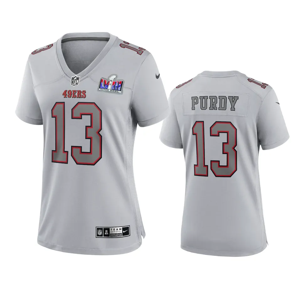 Women San Francisco 49ers Brock Purdy Gray Super Bowl LVII Atmosphere Fashion Jersey