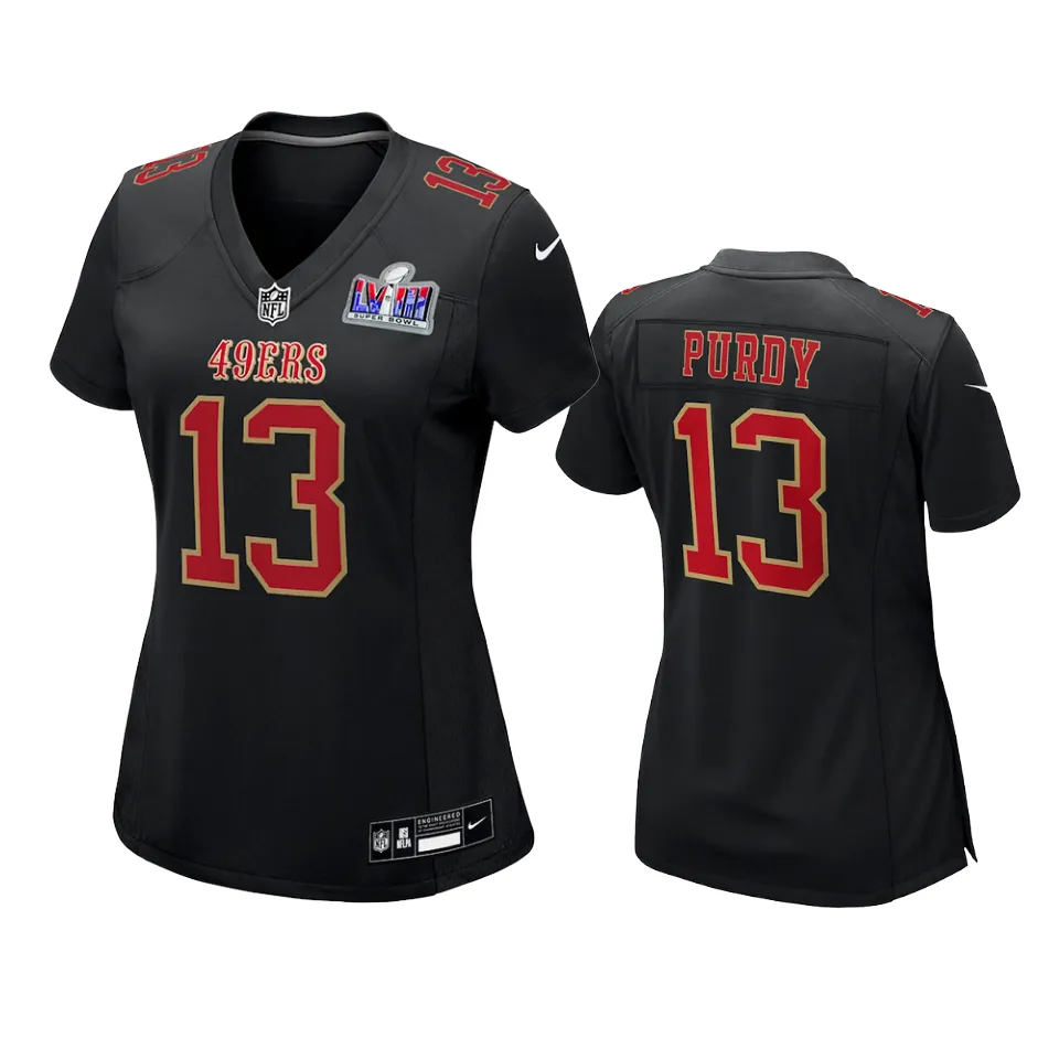 Women San Francisco 49ers Brock Purdy Black Super Bowl LVII Carbon Fashion Jersey