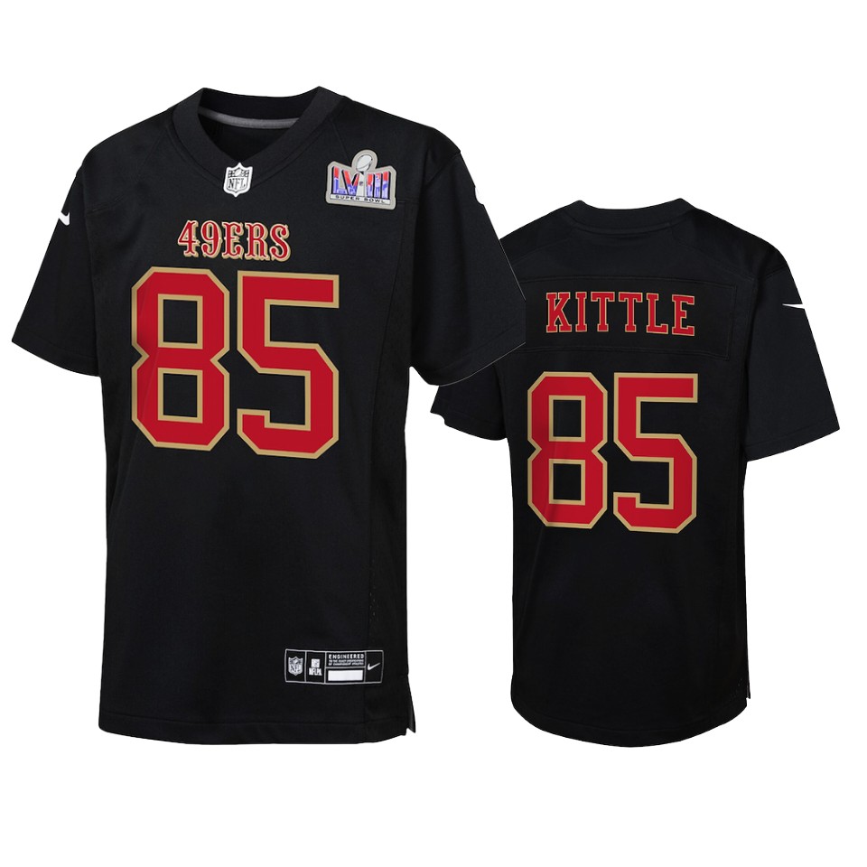 Youth San Francisco 49ers George Kittle Black Super Bowl LVII Carbon Fashion Jersey