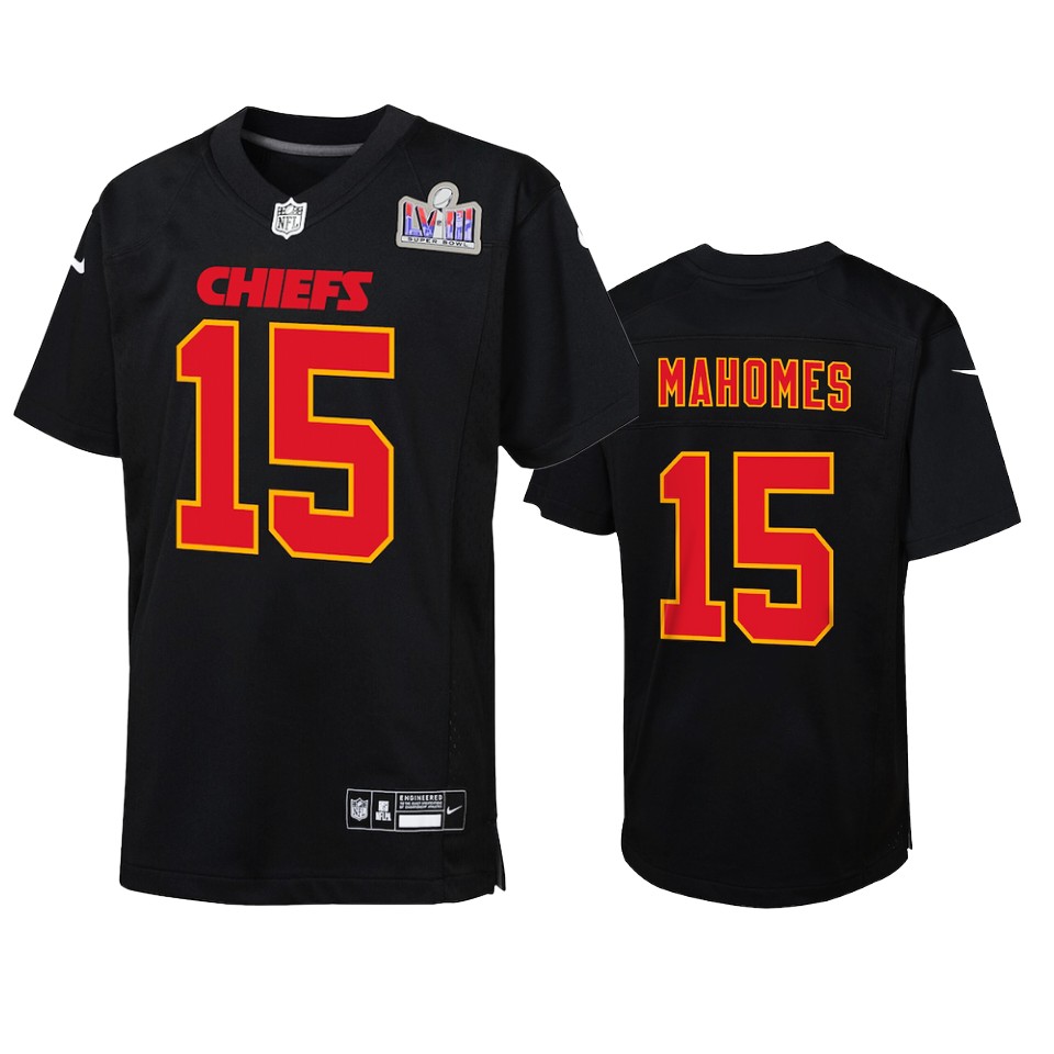 Youth Chiefs Patrick Mahomes Black Super Bowl LVII Carbon Fashion Jersey