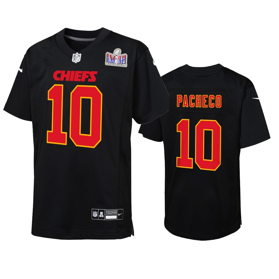 Youth Chiefs Isiah Pacheco Black Super Bowl LVII Carbon Fashion Jersey
