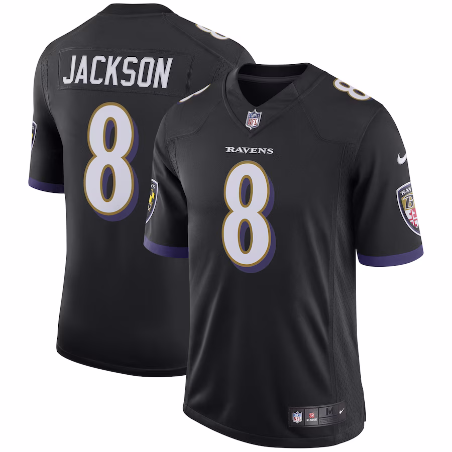 Men's Baltimore Ravens Lamar Jackson Black Speed Machine Limited Jersey