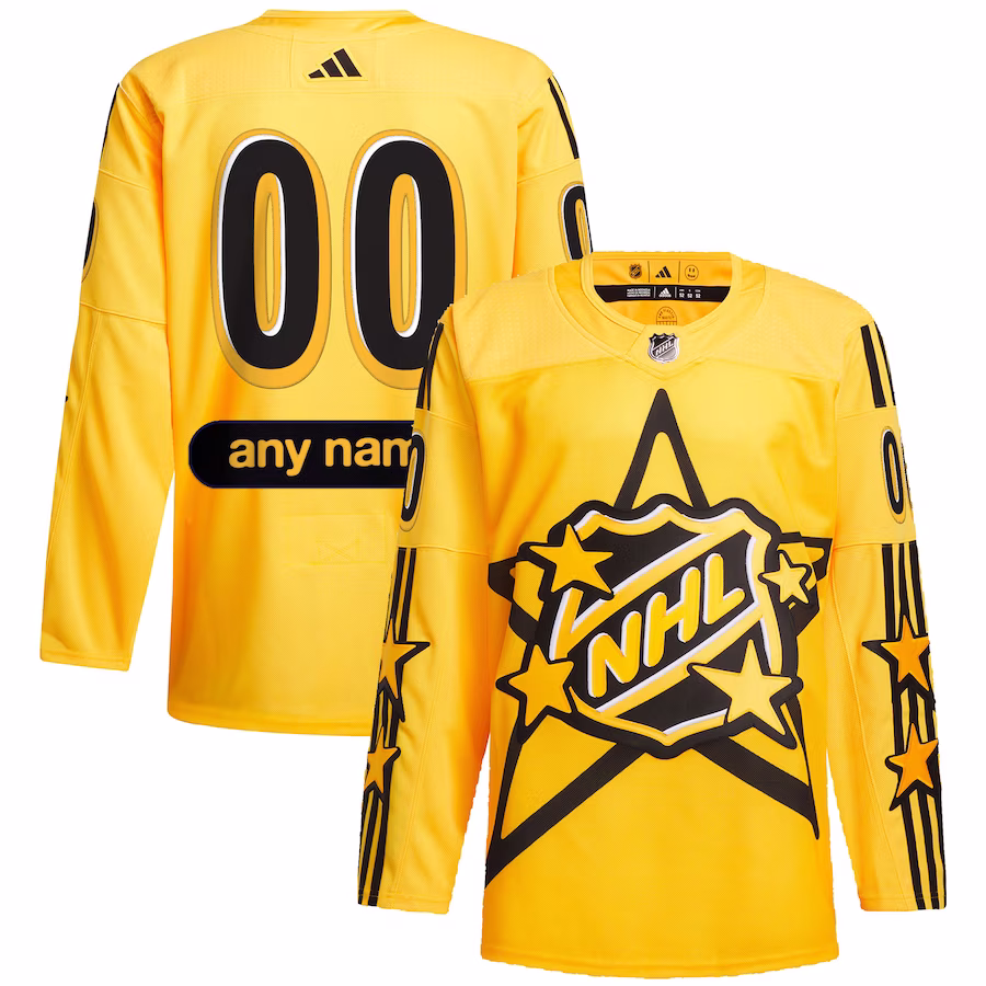 Custom Men's 2024 NHL All-Star Game adidas x drew house Yellow Primegreen Authentic Jersey