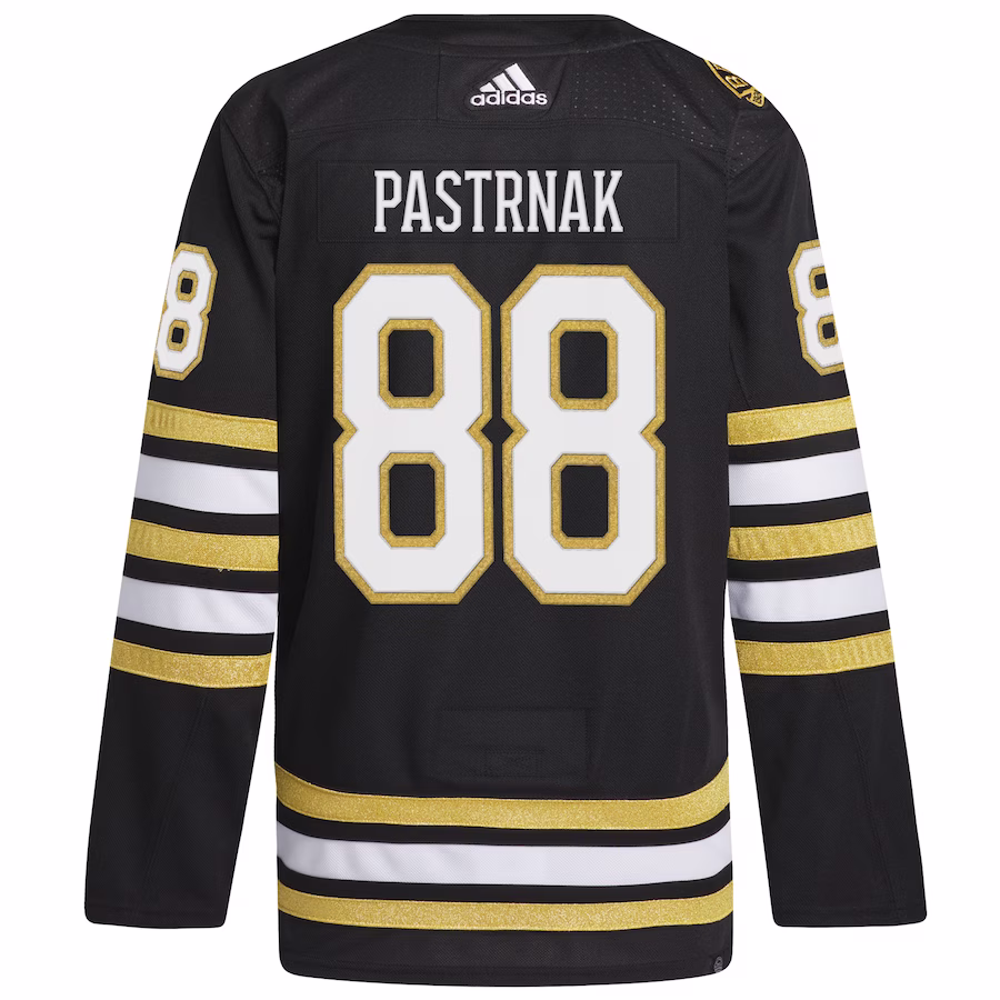 Men's Boston Bruins David Pastrnak Black Primegreen 100th Anniversary Authentic Player Jersey